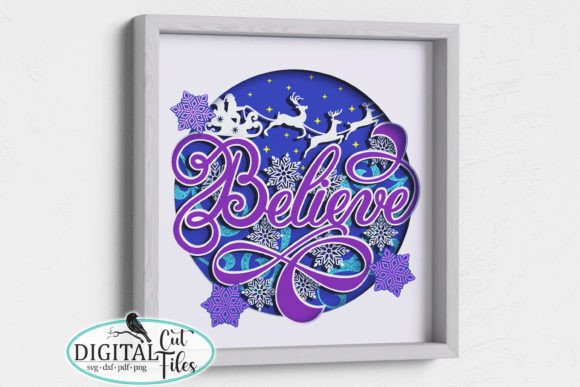 3D Believe Santa Shadow Box Svg for Laser Cutting