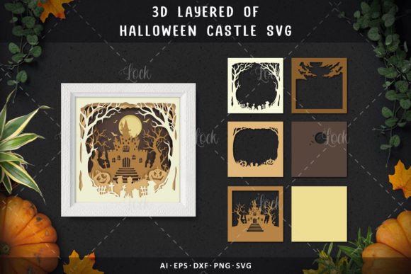 3d Layered Halloween Castle Svg for Graphics and Crafts
