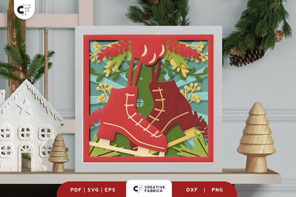 Christmas Ice Skating Shoes 3D Shadowbox SVG Review