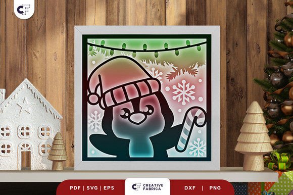 Christmas Penguin Head 3D Shadow Box SVG Review