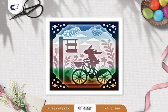 Easter Bunny Ride a Bike 3D Shadow Box Review