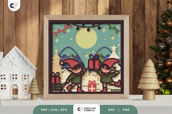 Elves with Christmas Gift 3D Shadow Box: A 3D SVG Review