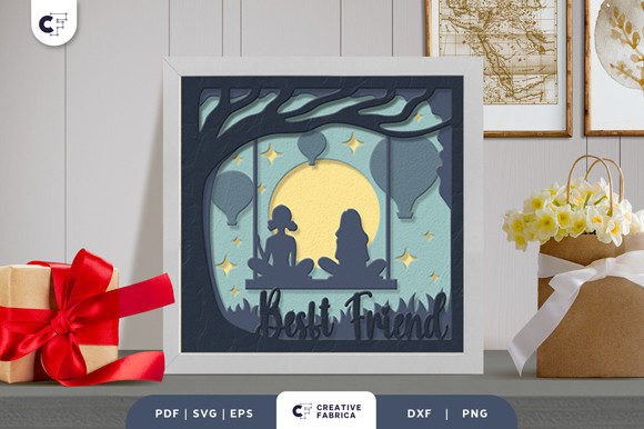 Friendship 3D Layered Paper Cut SVG for Holidays