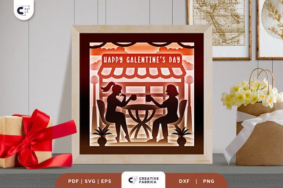 Girls Drinking Coffee 3D Shadow Box: 3D SVG for Holidays