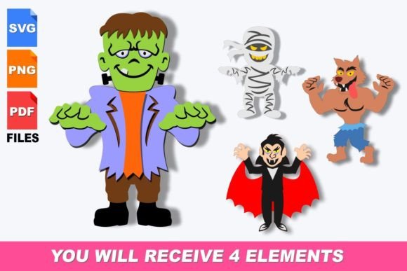 Halloween Monsters 3d Svg for Graphics & Crafts