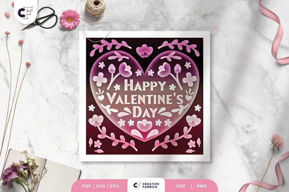 Happy Valentine s Day Folk Art 3D SVG for Holidays