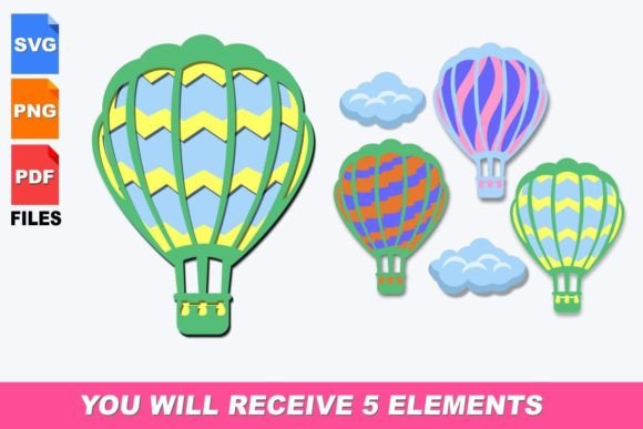 Hot Air Balloon 3d Svg Bundle for Graphics & Crafts
