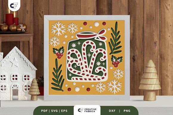 Jar of Candy Cane 3D Shadow Box: A Christmas 3D SVG Review
