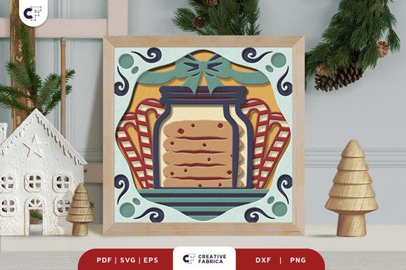 Jar of Christmas Biscuit 3D SVG Shadow Box Review