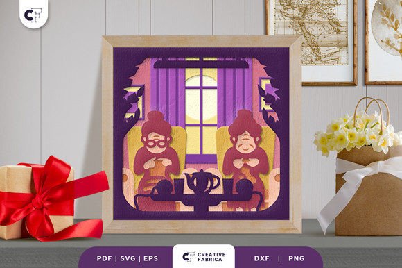 Lady Sewing Together 3D Shadow Box: A 3D SVG for Holidays