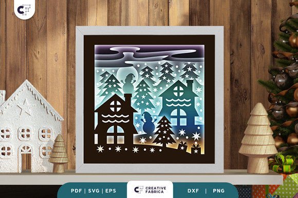 North Pole Village 3D Shadow Box: A Christmas 3D SVG Review