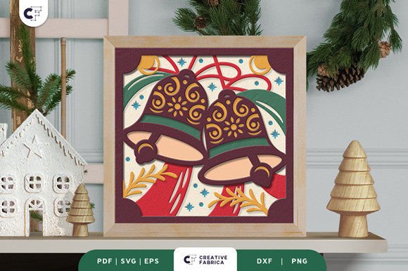 Retro Christmas Bells 3D SVG for Design