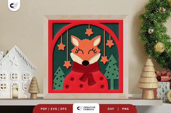 Retro Christmas Fox Head 3D SVG Review