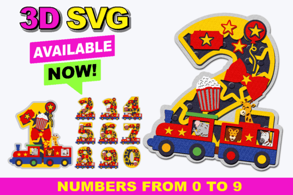 Safari Animals Train Numbers 3D SVG Review
