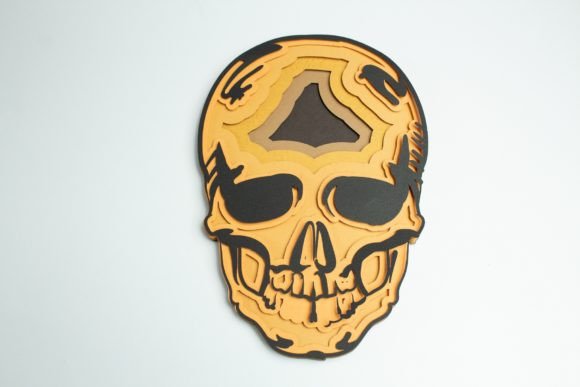 Skull Layered Design: 3D SVG for Halloween