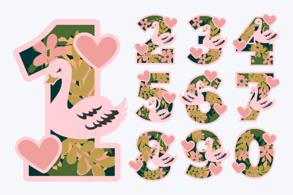 Swan Numbers 3D SVG: Graphics for Crafts