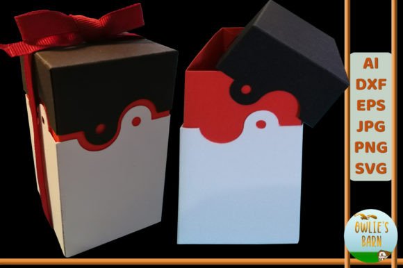 Tall Box with Yin Yang-style Design: 3D SVG Gift Boxes
